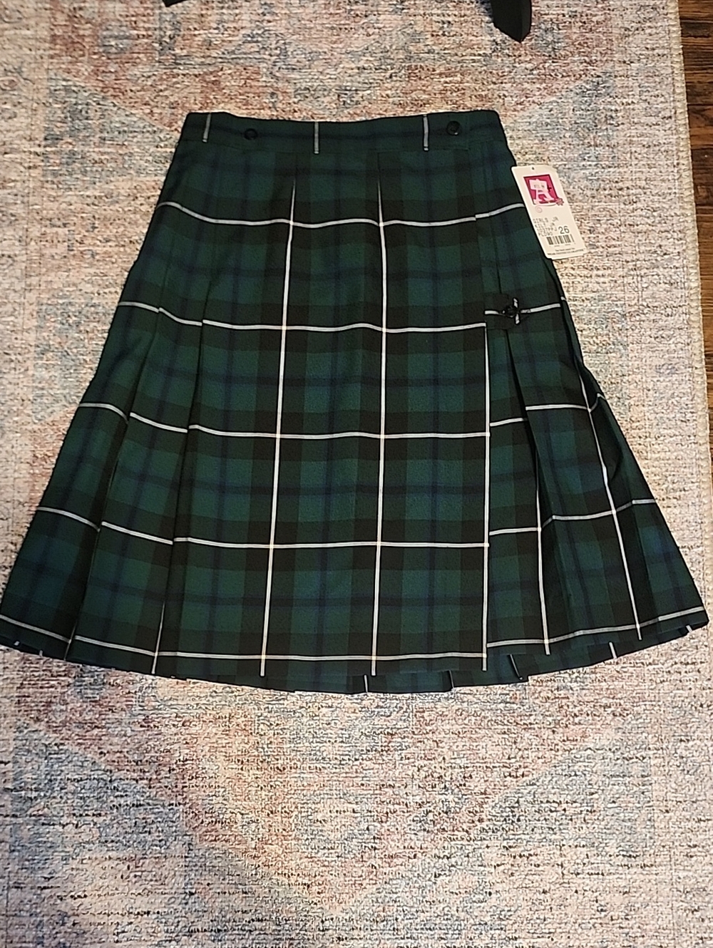 A+ Ellen Green and Black Plaid Pleated Skirt
